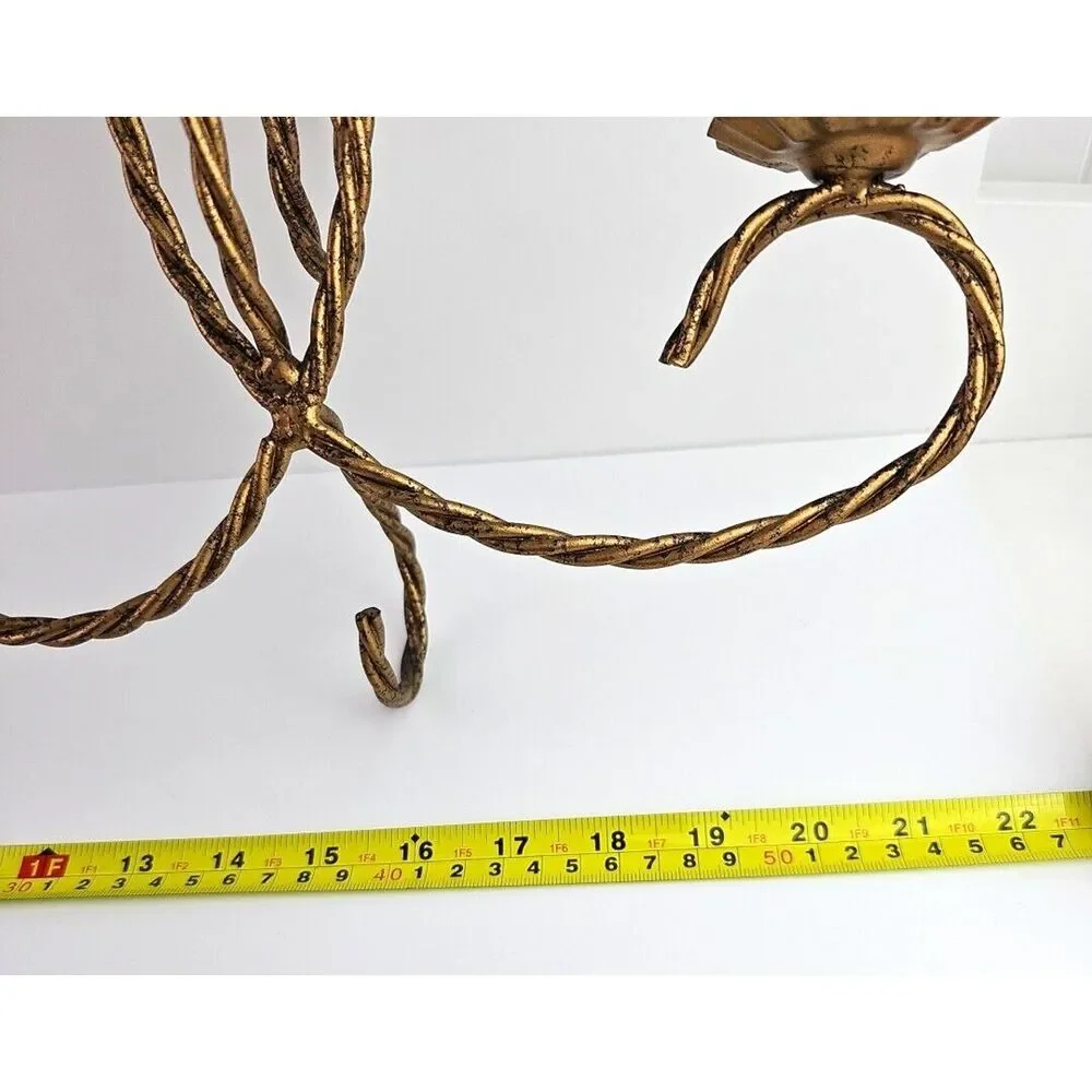 Vtg HOME INTERIOR Homco Gold Metal Twisted Rope Wall Sconce 5 Candle Holder 22in